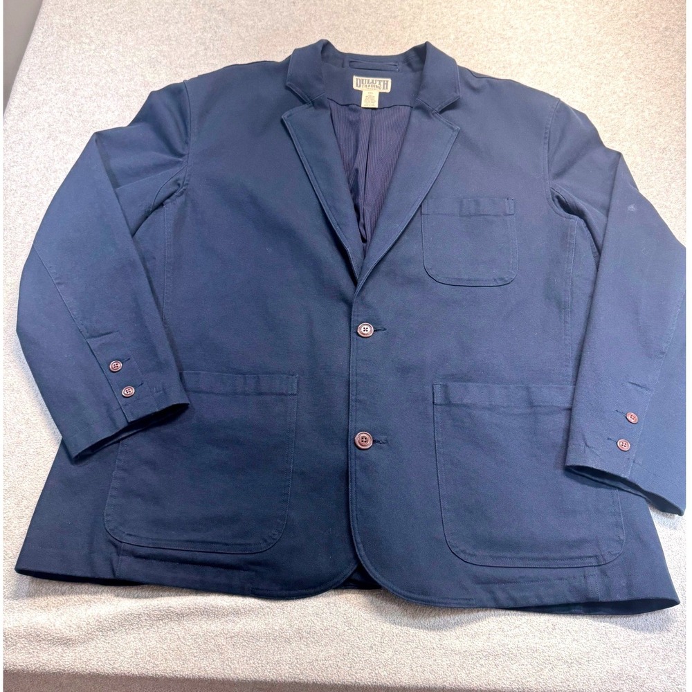 Duluth Trading Co Blazer Mens 3XL Navy Blue Cotton Stretch Workwear Sport Coat